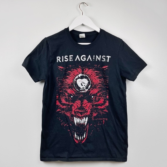 Vintage Rise Against Protest Band Concert T-Shirt Red Wolf Punk Rock - Picture 1 of 4